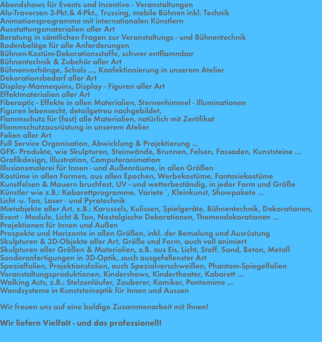 Abendshows fr Events und Incentive